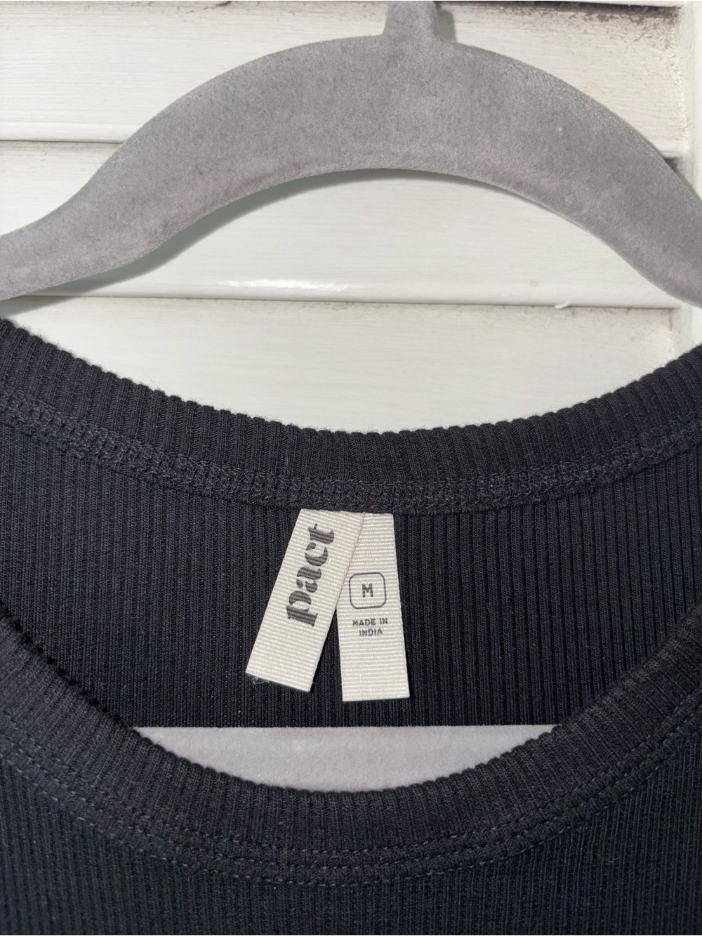 PACT Organic Cotton Ribbed Tank Midi Dress Black Sleeveless Side Slit Medium - Picture 3 of 5